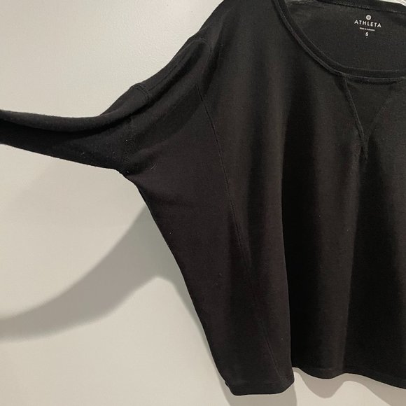 Athleta Long Sleeve Boxy Top Black Sz S - Picture 4 of 5